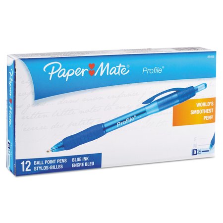 PAPER MATE Profile Ballpoint Pen, Blue, Bold, PK12 89466